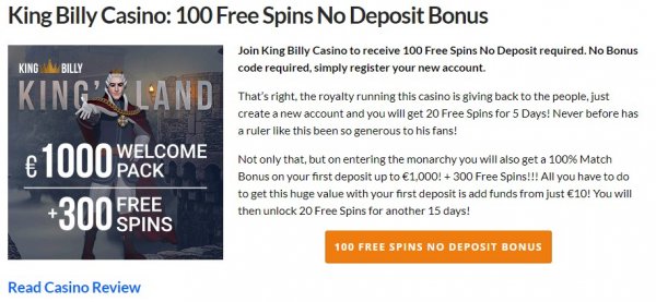 King billy no deposit bonus